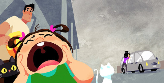 Illustration of a toddler having a big emotional outburst in public